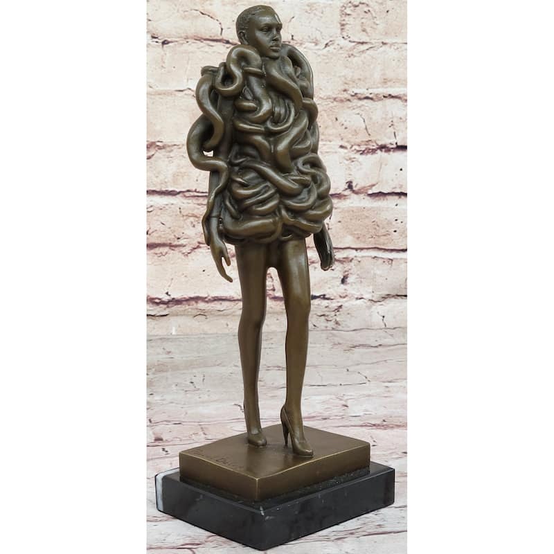 Contemporary Art Bronze Sculpture Of Woman Wearing Imitative Snakes - Unwavering By Pascal Delor