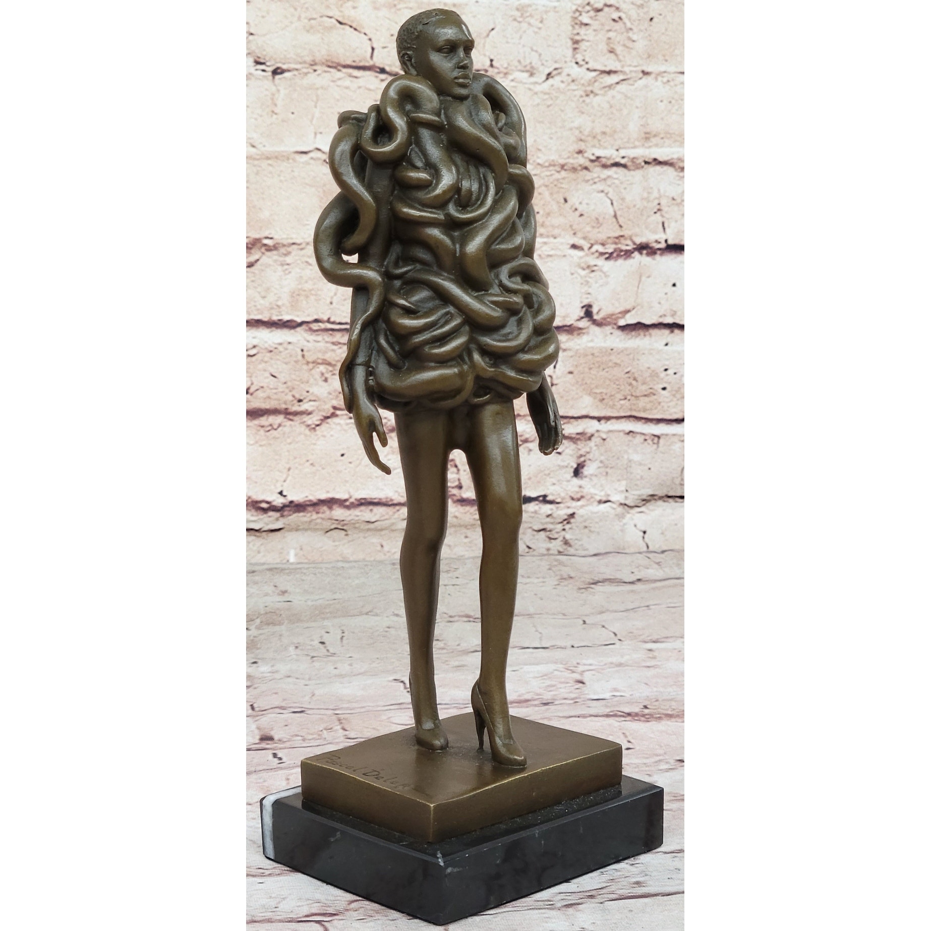 Contemporary Art Bronze Sculpture Of Woman Wearing Imitative Snakes - Unwavering By Pascal Delor