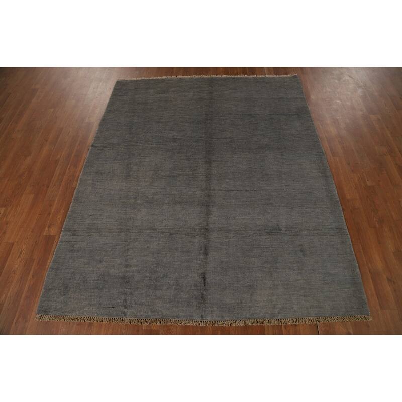 Gray Modern Gabbeh Oriental Rug Handmade Wool Carpet - 5'5"x 6'7"