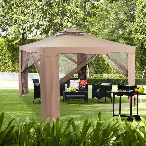 Shop Gymax 10 X 10 Canopy Gazebo Tent Shelter W Mosquito Netting