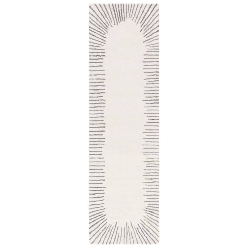 SAFAVIEH Handmade Fifth Avenue Corianna Modern New Zealand Wool - 2' 3" x 8' - Ivory/Grey