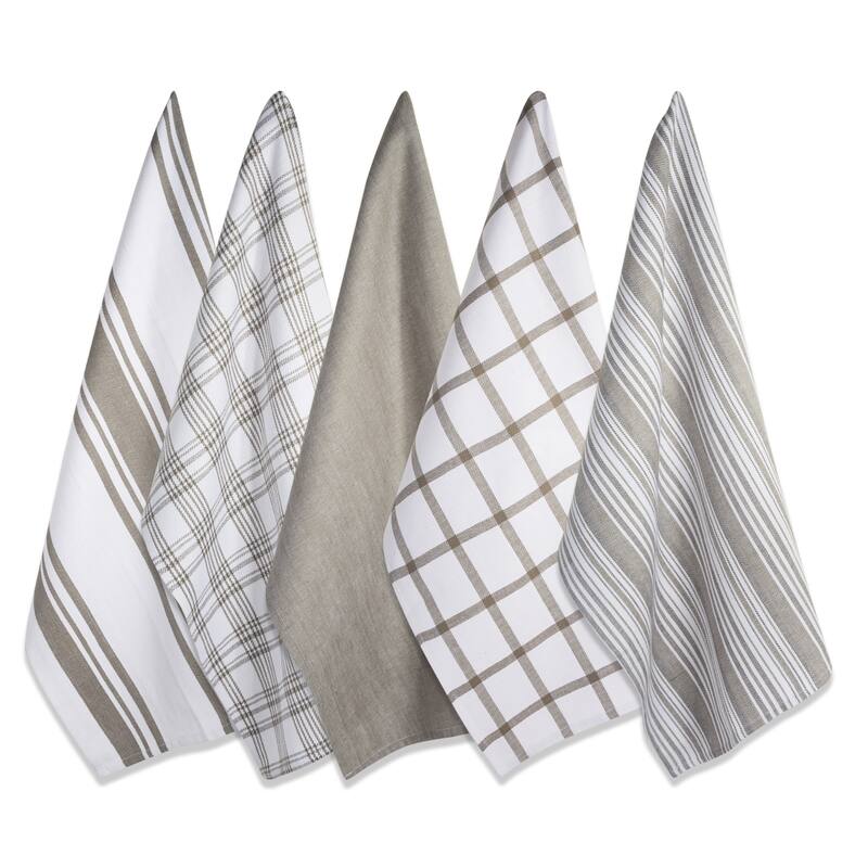 Design Imports Assorted Woven Dishtowel Set of 5 (28 inches long x 18 inches wide)