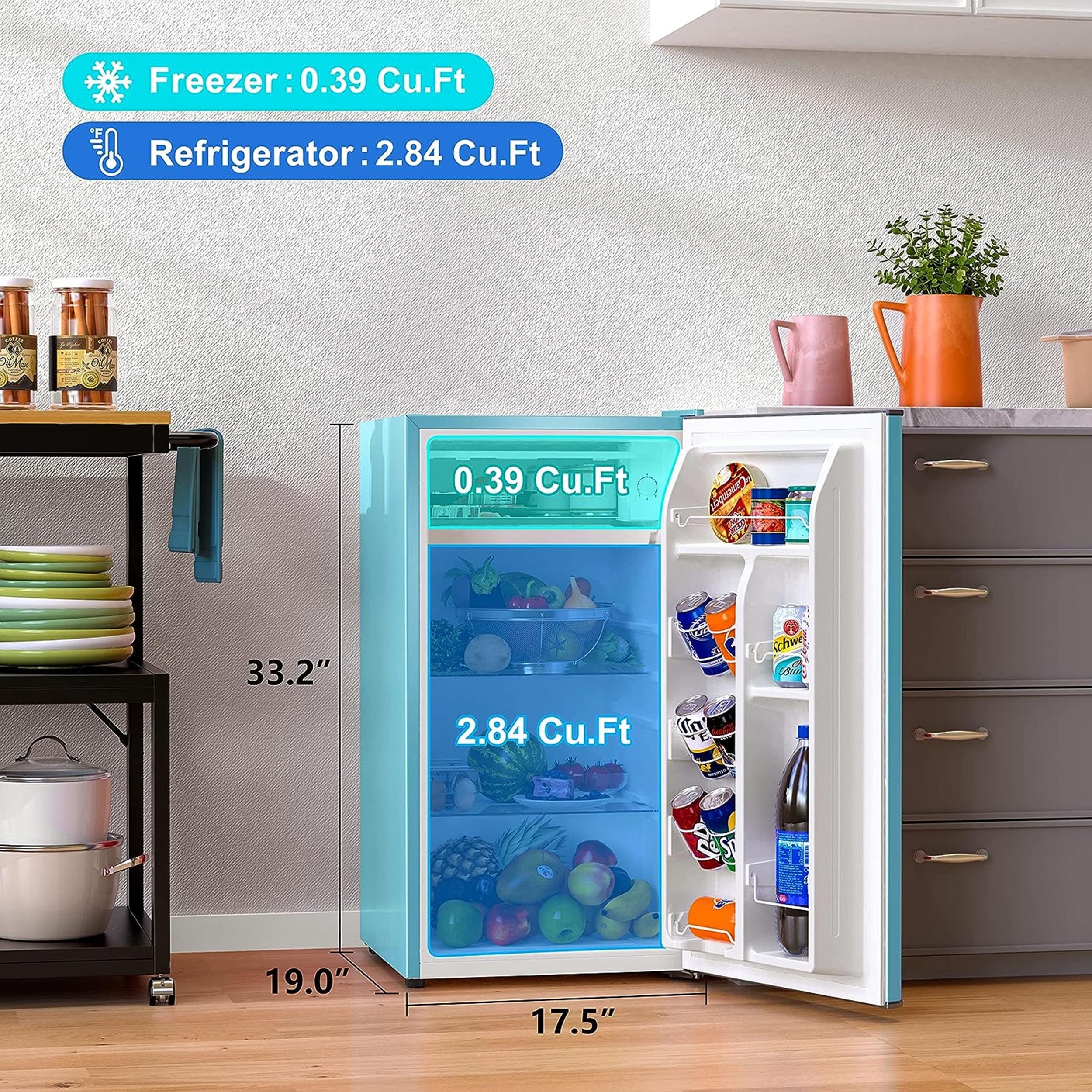 Willz 3.3 Cu. Ft. Compact Refrigerator in Blue - 19.02