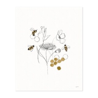 Bees and Botanicals V Line Drawings Animals Florals Art Print/Poster ...