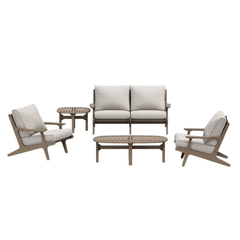 Saratoga 5-Piece Outdoor Patio Teak Wood Furniture Set