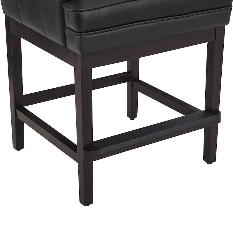 27 in. Counter Height Upholstered Bar Stools Modern Barstools with Open Arms and Wood Legs for Kitchen Islands