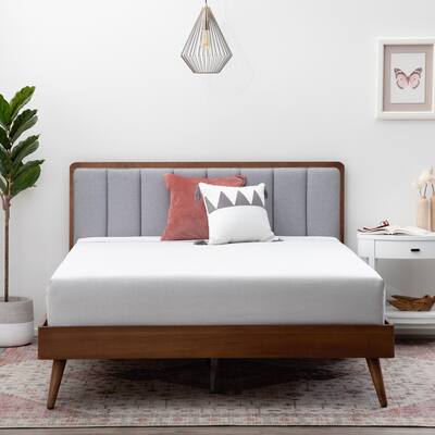 Brookside Ivy Wood Platform Bed Frame with Upholstered Headboard