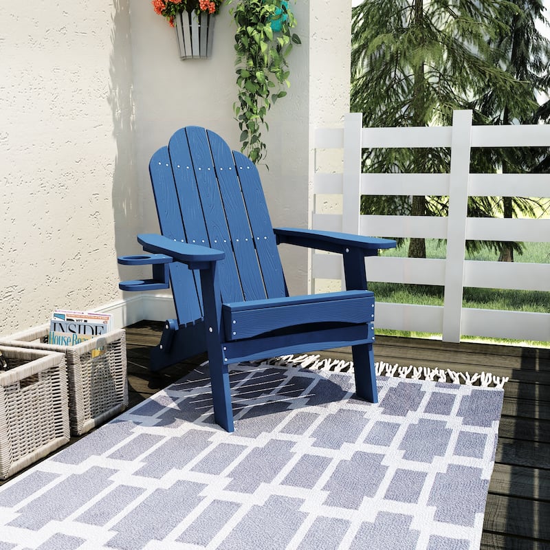 Foldable HDPS Weather Resistant Patio Adirondack Chairs With Cup Holder Set of 6 - 35"D x 30"W x 36.2"H