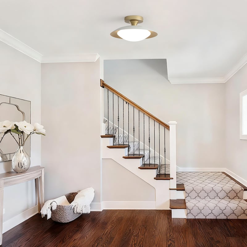 11.8-in W LED Compatible Mid-Century Modern Semi Flush Mount Ceiling Light