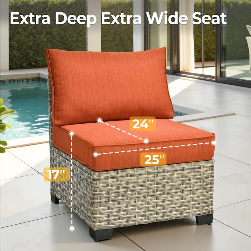 HOOOWOOO 8-piece Outdoor Wicker Patio Furniture Set with Coffee Table