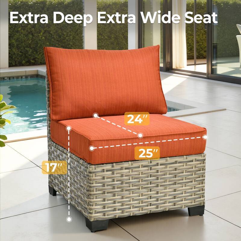 HOOOWOOO 9-piece Wicker Outdoor Patio Conversation Set with LED Coffee Table