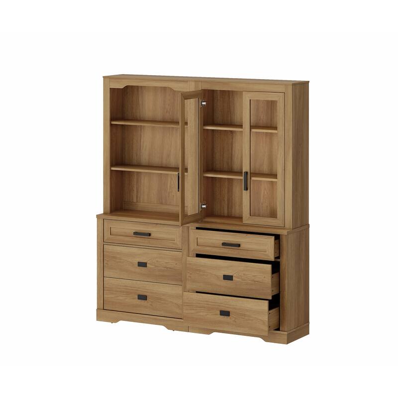 3 Tier Bookcase with Drawer,73.3" Tall Floor Standing Bookshelf