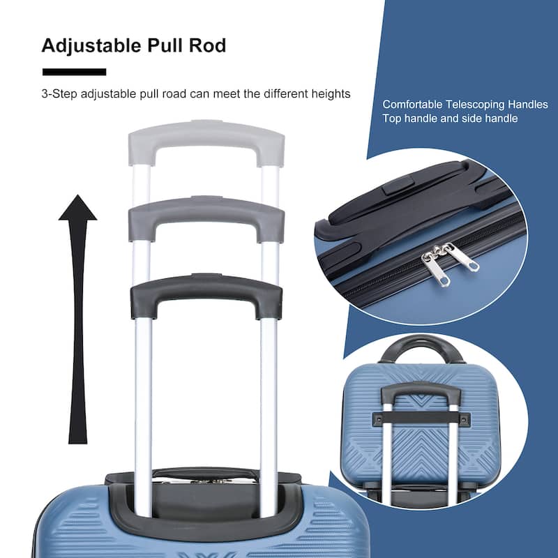 4-Piece, Luggage Sets, Lightweight Luggage with 360° Airplane Wheels and Adjustable Handle, for Boarding Travel, Blue