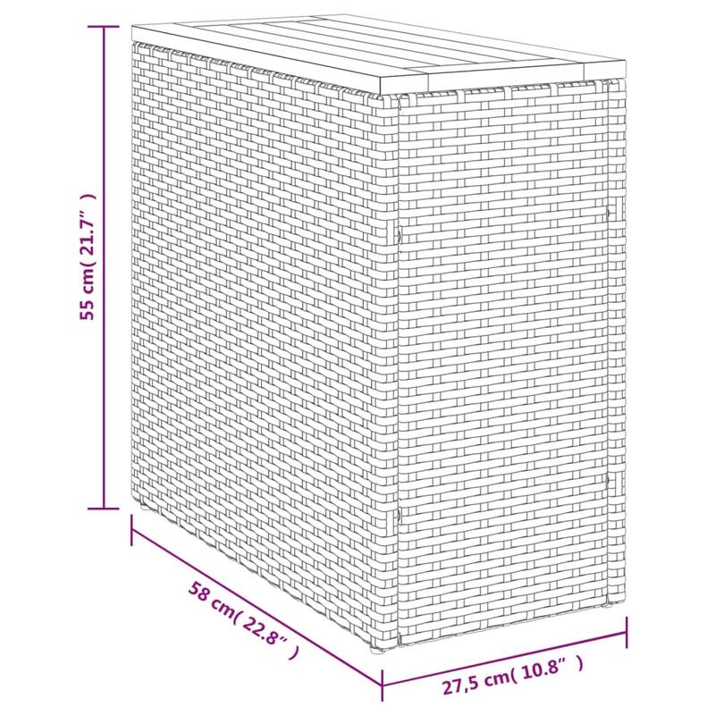 vidaXL Patio Side Table Outdoor Furniture Side Tea Coffee Table Poly Rattan - 10.8 x 22.8 x 21.7 in