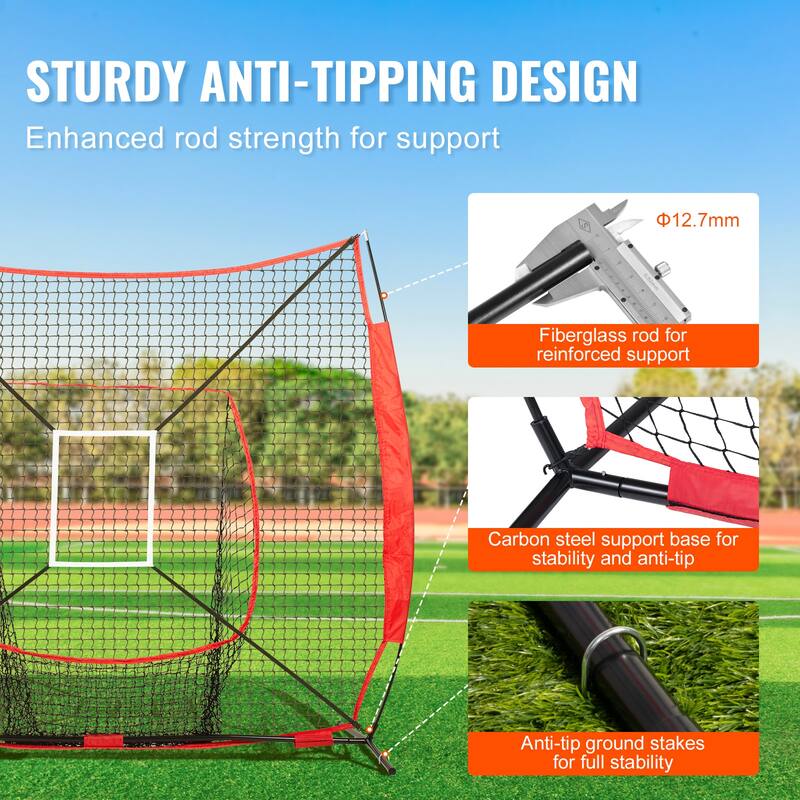 7x7 ft Baseball Softball Practice Net with Carry Bag and Strike Zone