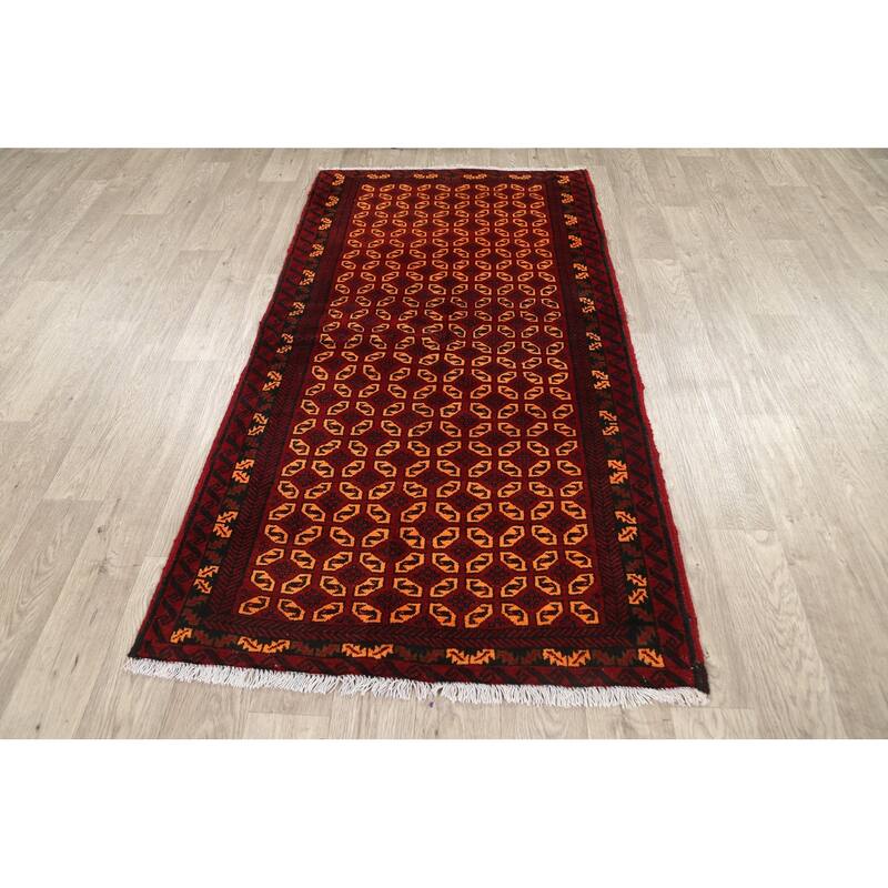 Geometric Balouch Persian Traditional Area Rug Wool Hand-knotted - 3'3" x 6'3"
