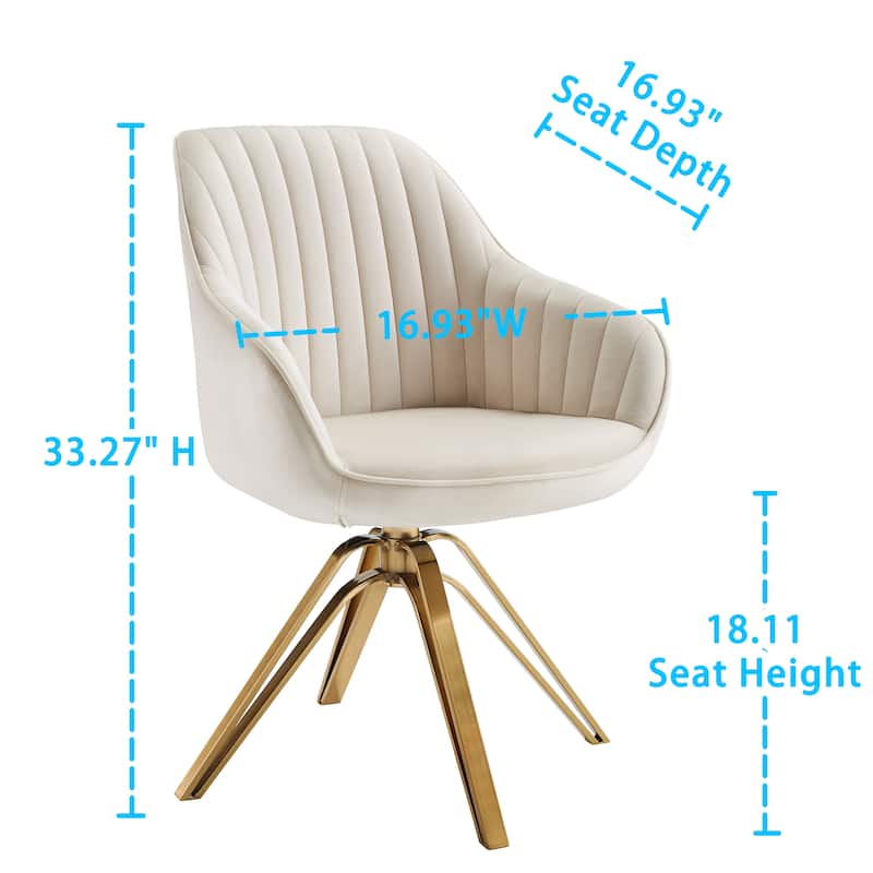 Art Leon Classical Velvet Swivel Office Accent Chair with Golden Legs