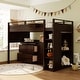 preview thumbnail 1 of 7, Espresso Twin Size Pine Wood Loft Bed with Rolling Cabinet and Desk, Storage Stairs, Full-Length Guardrail Espresso