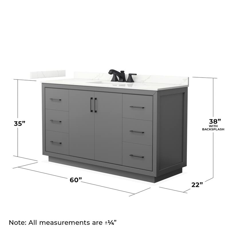Wyndham Collection WCF111160S-QTZ-US3MXX Icon 60" Free Standing Single