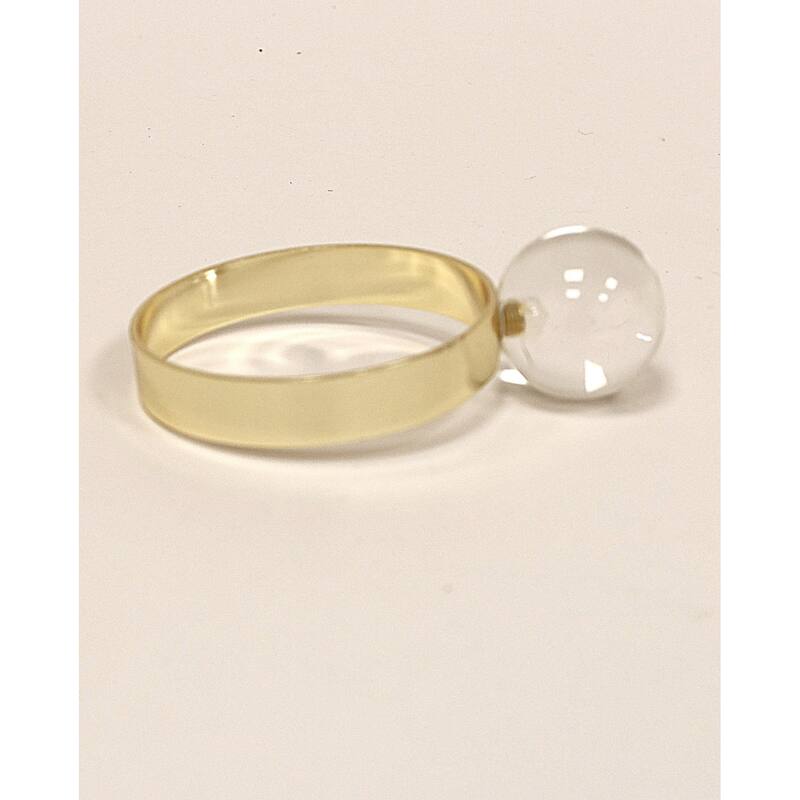 S/4 Napkin Rings Gold with Clear Ball Detail - 2"