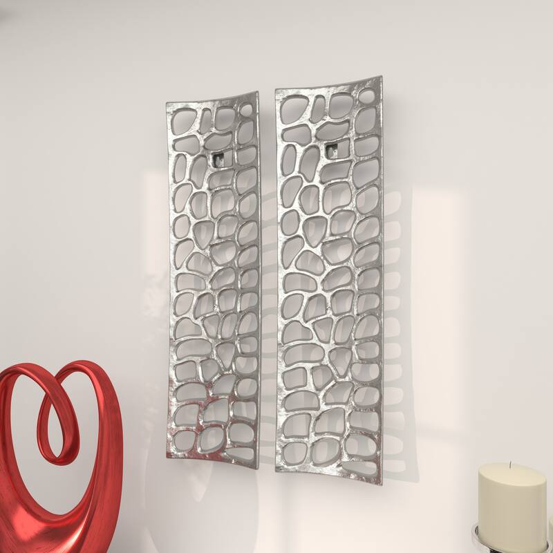 Silver Aluminum Metal Inspired Coral Wall Decor (Set of 2) - Silver or Gold