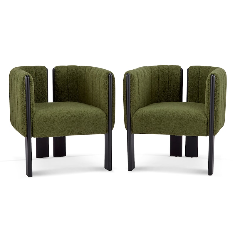 Christopher Knight Home - Modern Upholstered Dining Chairs with Black Rubber Wood Frame, Set of 2 - Black + Olive Green