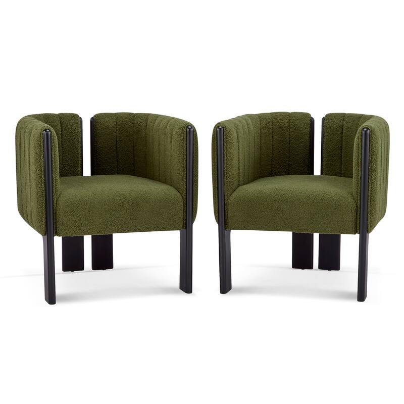 Dining Chairs Set of 2, Modern Stylish Seating with Rubber Wood Frame and Fabric, 225lbs Capacity - Black,Olive Green