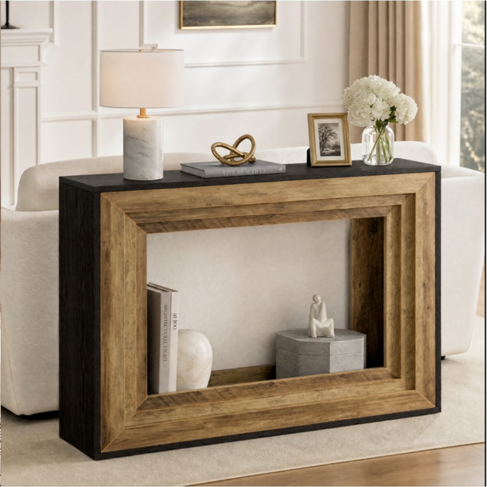 41.4 Inch Narrow Entryway Console Table with Open Shelf, Farmhouse Style - 41.4" W × 11.8" D × 31.5" H