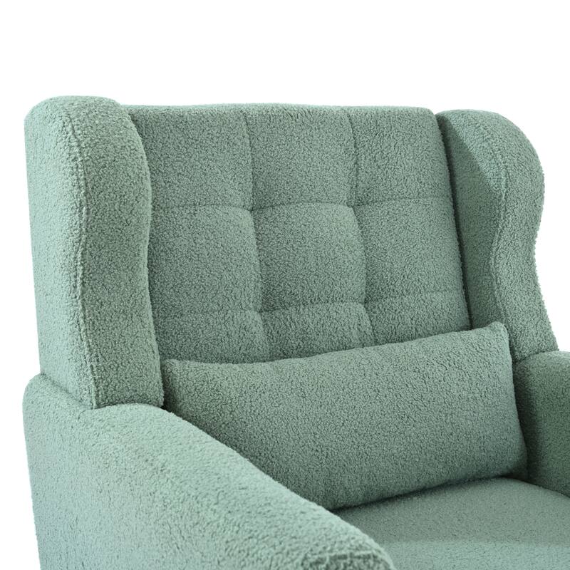 Teddy Fabric Accent Chair with Wooden Legs and Mid-Century Lounge Chair (275lb Capacity)