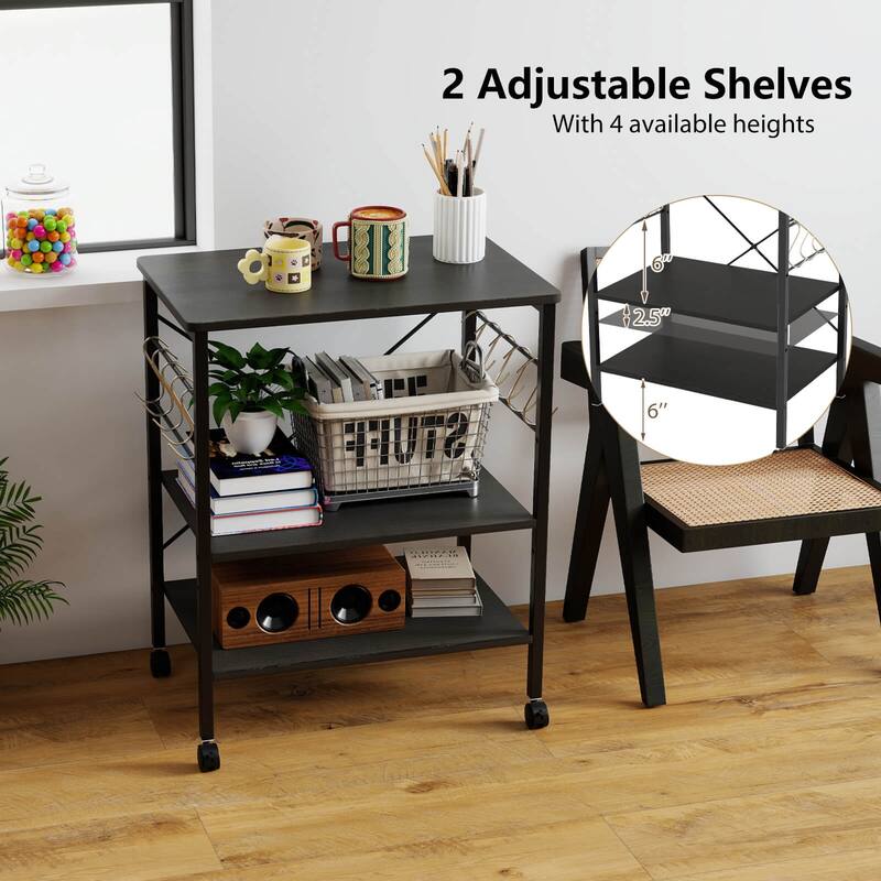 Costway 3-Tier Kitchen Baker's Rack Microwave Oven Storage Cart w/ - See details