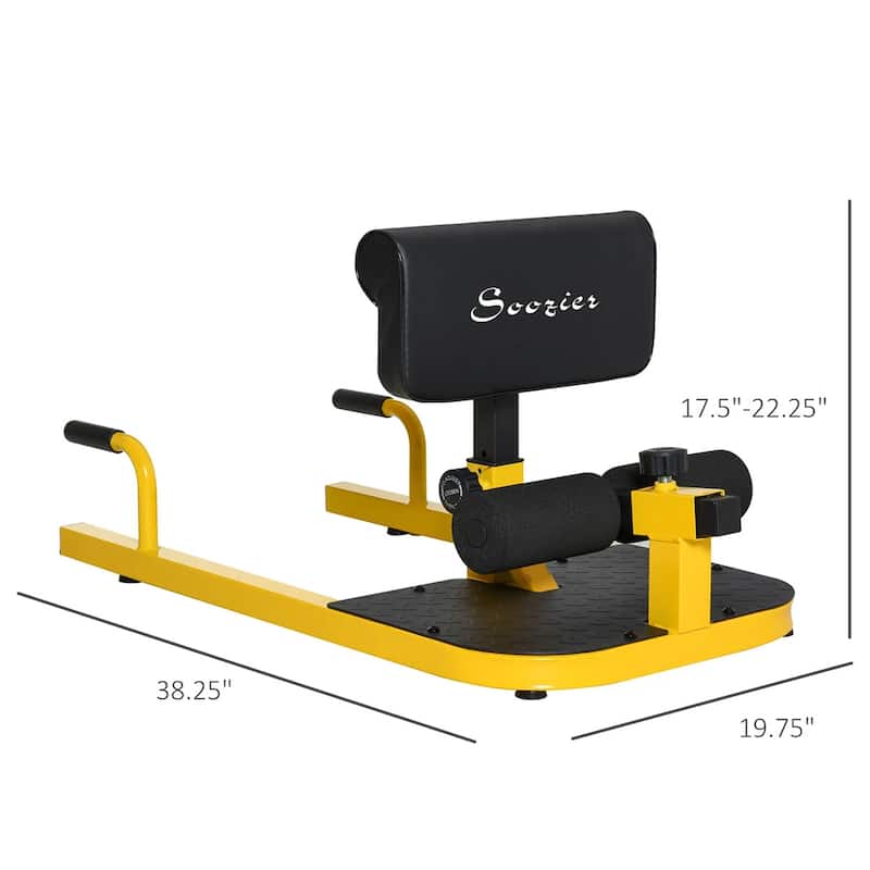 3-in-1 Yellow Sissy Squat Bench Hip Thrust Machine Adjustable Home Gym Equipment for Squats Sit-Ups Push-Ups