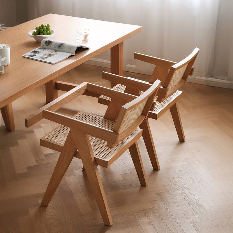 Mid-Century Modern Dining Chairs (Set of 2) - Natural