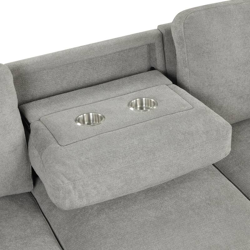 L-Shaped Sectional Sofa with Pull-out Sofa Bed, Modular Sleeper Sofa Couch with Reversible Storage Chaise for Living Room