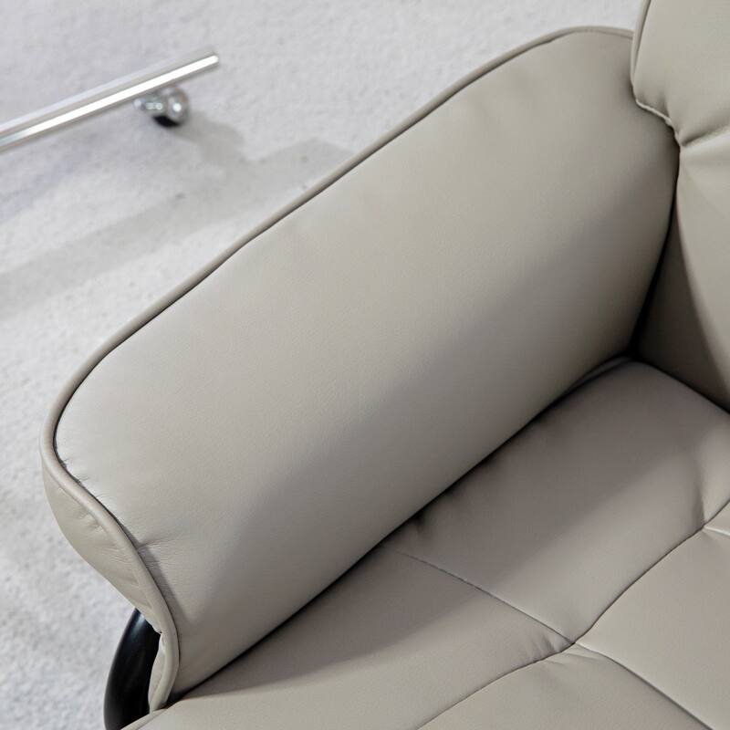 Modern Adjustable Backrest Office Chair 360° Swivel Manual Recliner Chair Wood Frame Lounge Chair with Ottoman