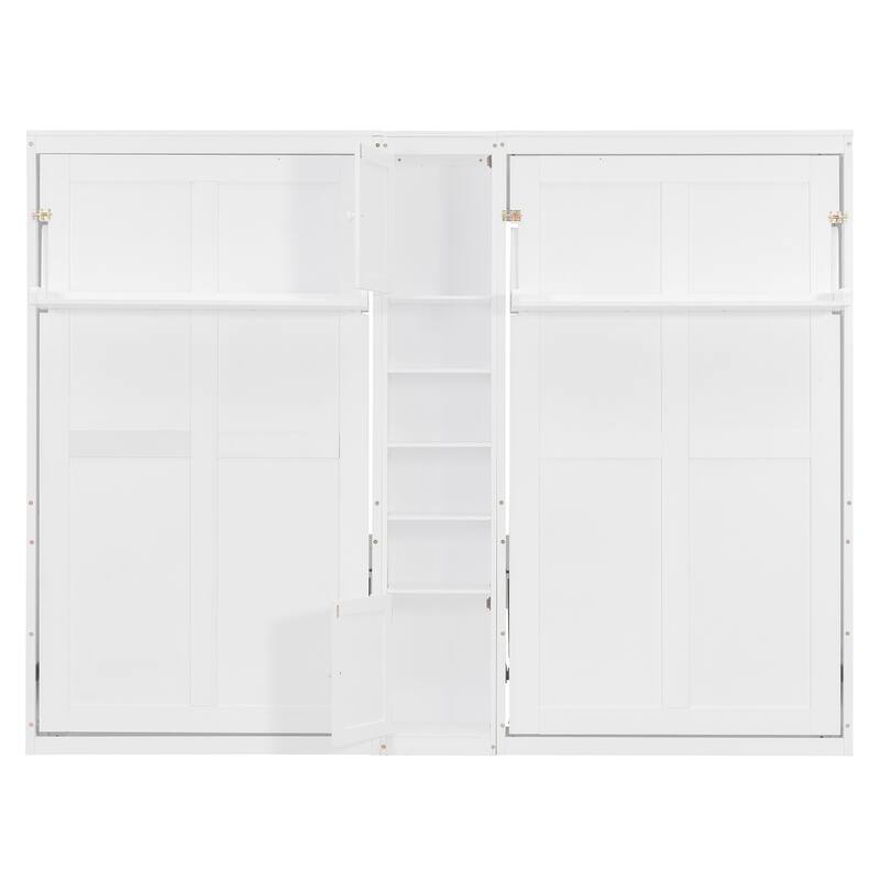 Space-Saving Dual Twin Murphy Bed System with Built-In Cabinets and Shelves by Harper&Bright Designs