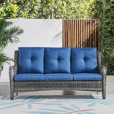 Pocassy Patio Outdoor 3-Seat Sofa with Cushion