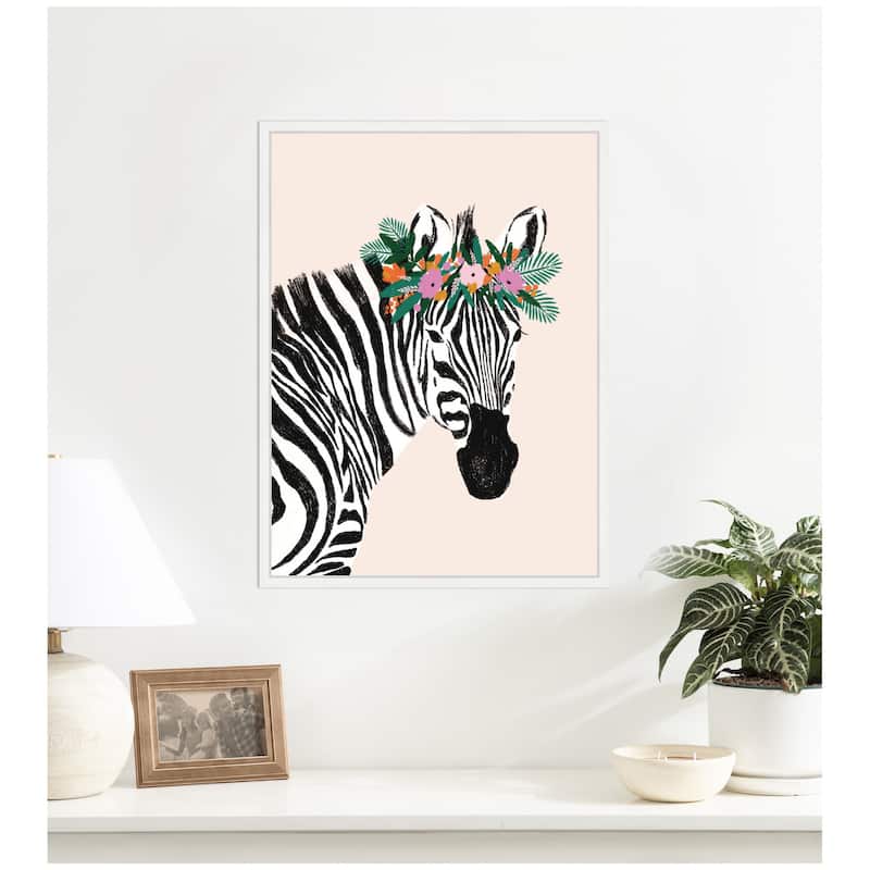 Kate and Laurel Darling Zebra by Aislinn Simmonds Duchess Plum Framed Canvas Wall Art Print