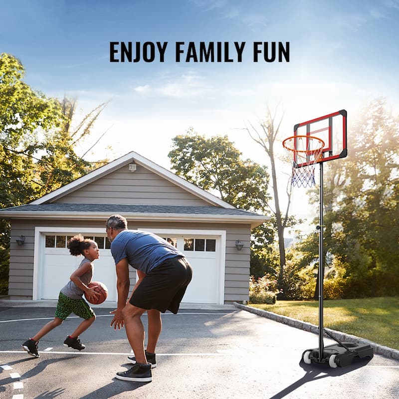 Adjustable Basketball Hoop 5-7 ft, 28" Backboard for Indoor/Outdoor
