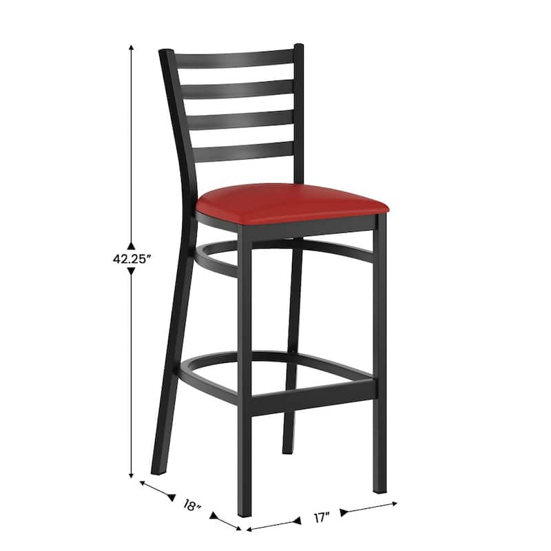 Ladder Back Metal Restaurant Barstool - 17"W x 18"D x 42.25"H