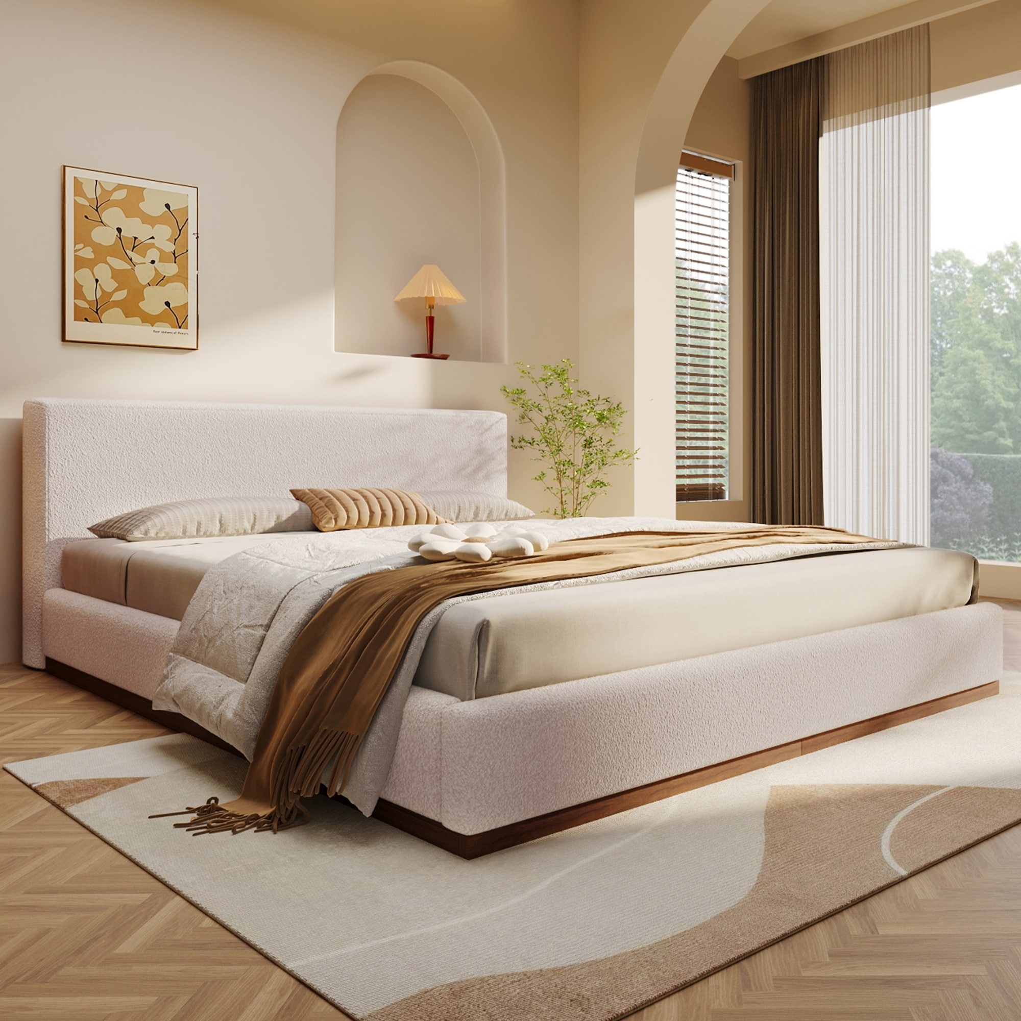 Christopher Knight Home - Colette Boucle Upholstered Bed with Headboard