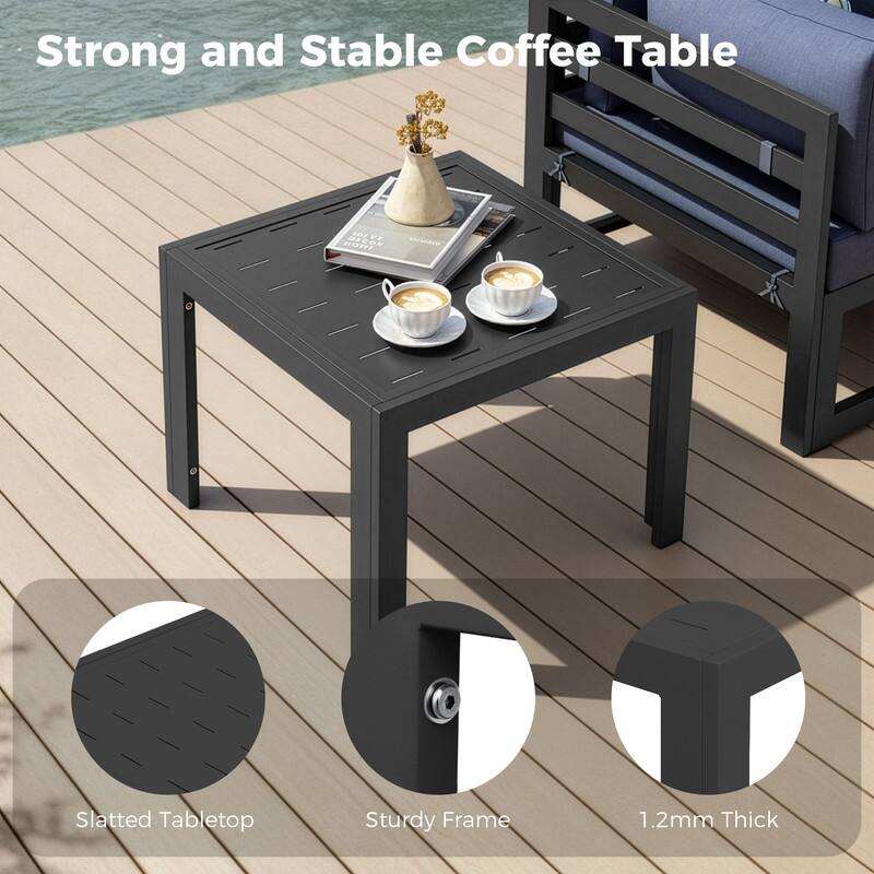 11-Piece Luxury Aluminum Outdoor Furniture Set with Chaise Lounge & Fire Pit Table, 29" Deep Seating Aluminum Patio Sectional