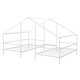 preview thumbnail 8 of 16, Metal Double Twin House Beds with Built-in Table, White