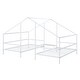 preview thumbnail 8 of 16, Metal Double Twin Size Triangular House Beds with Built-in Table, White, Modern Design