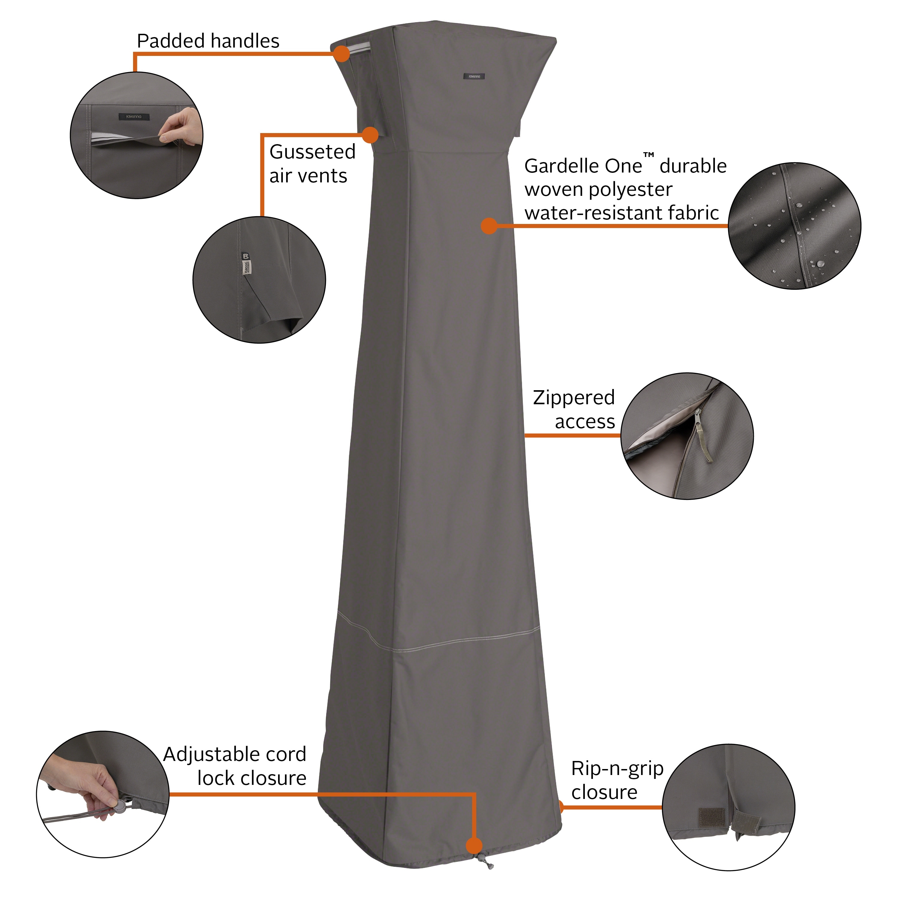 Ravenna Water-Resistant Pyramid Torch Patio Heater Cover - Thumbnail 3