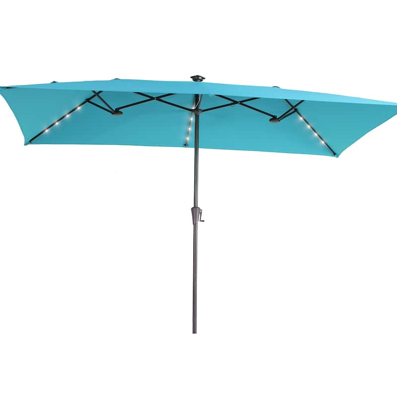 BONOSUKI 11x7/10x6.5ft Solar LED Double-Sided Patio Umbrella with Large Canopy Outdoor Table Umbrella