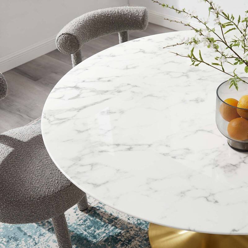 54" Round Artificial Marble Dining Table