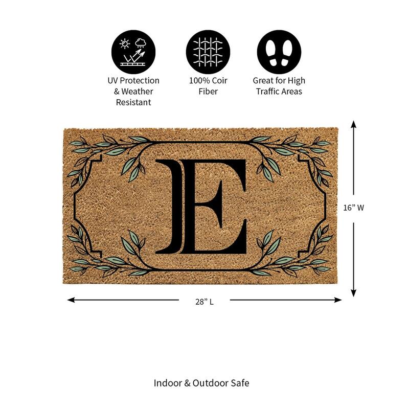 28 in. x 16 in. Monogram Coir Mat, Letter "E"