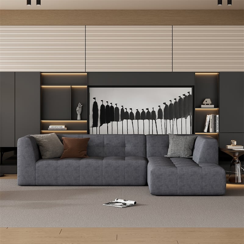 Modular L-Shaped Combination Minimalist Free Combination Sofa - Dark Grey