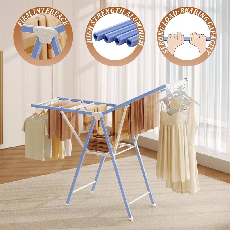 Clothes Drying Rack,63 Inches Foldable Aviation Aluminum Alloy Drying Rack,