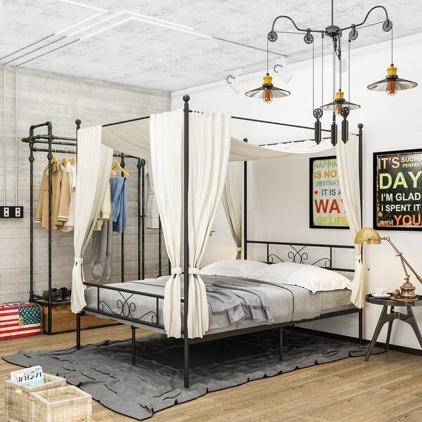 Shop Teraves Metal Canopy Bed Four Post Canopy Bed Frame Platform